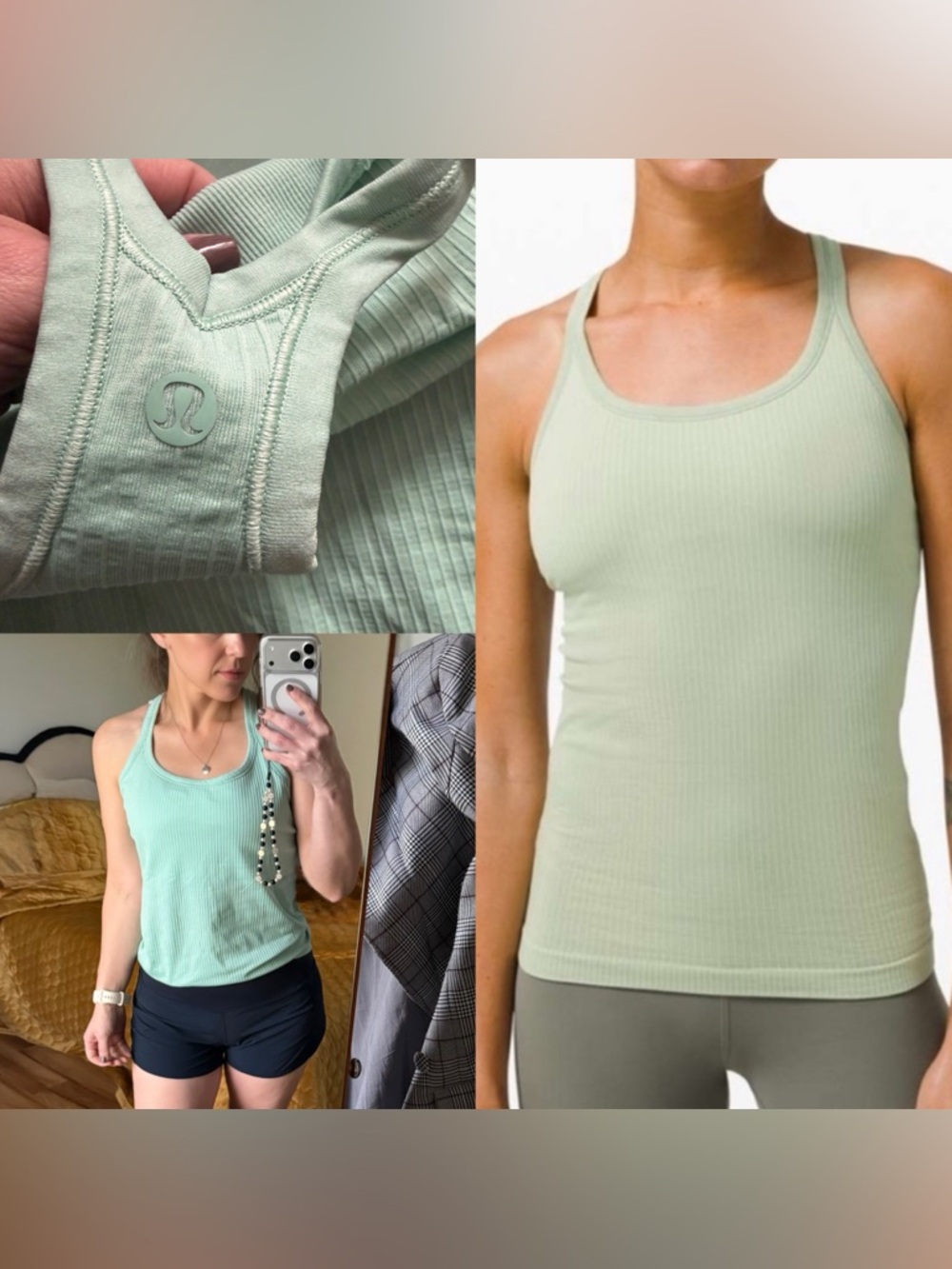 lululemon athletica ebb to street racer back Ribbed Mint green Tank Top 12